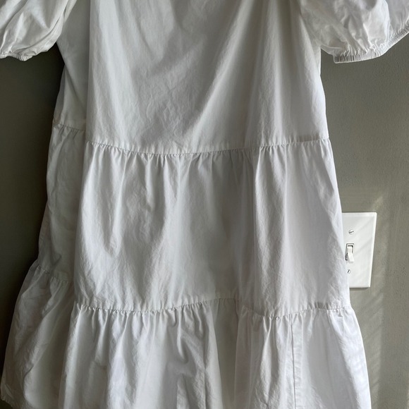 White Puff Sleeve Tiered Dress Square Neck Summer Cotton Babydoll Scandigirl - Picture 4 of 10